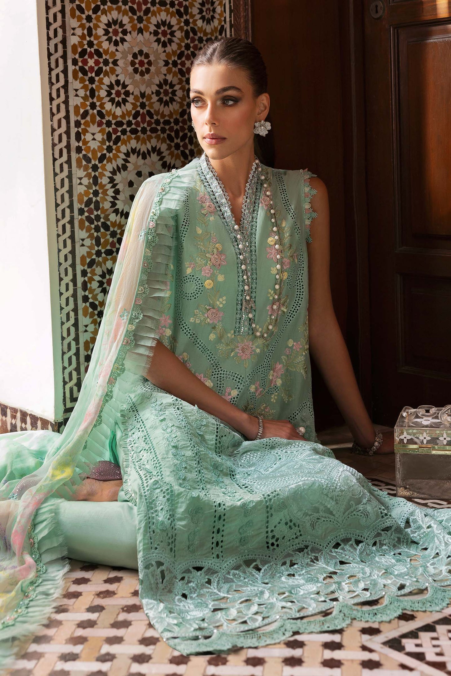 3 Piece Unstitched Embroidered Lawn Suit | D-2514-A | SML