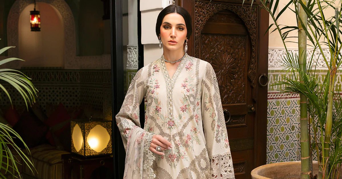 3 Piece Unstitched Embroidered Lawn Suit | D-2514-B | SML