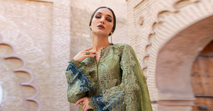 3 Piece Unstitched Embroidered Paper Cotton Suit | D-2501-A | SML