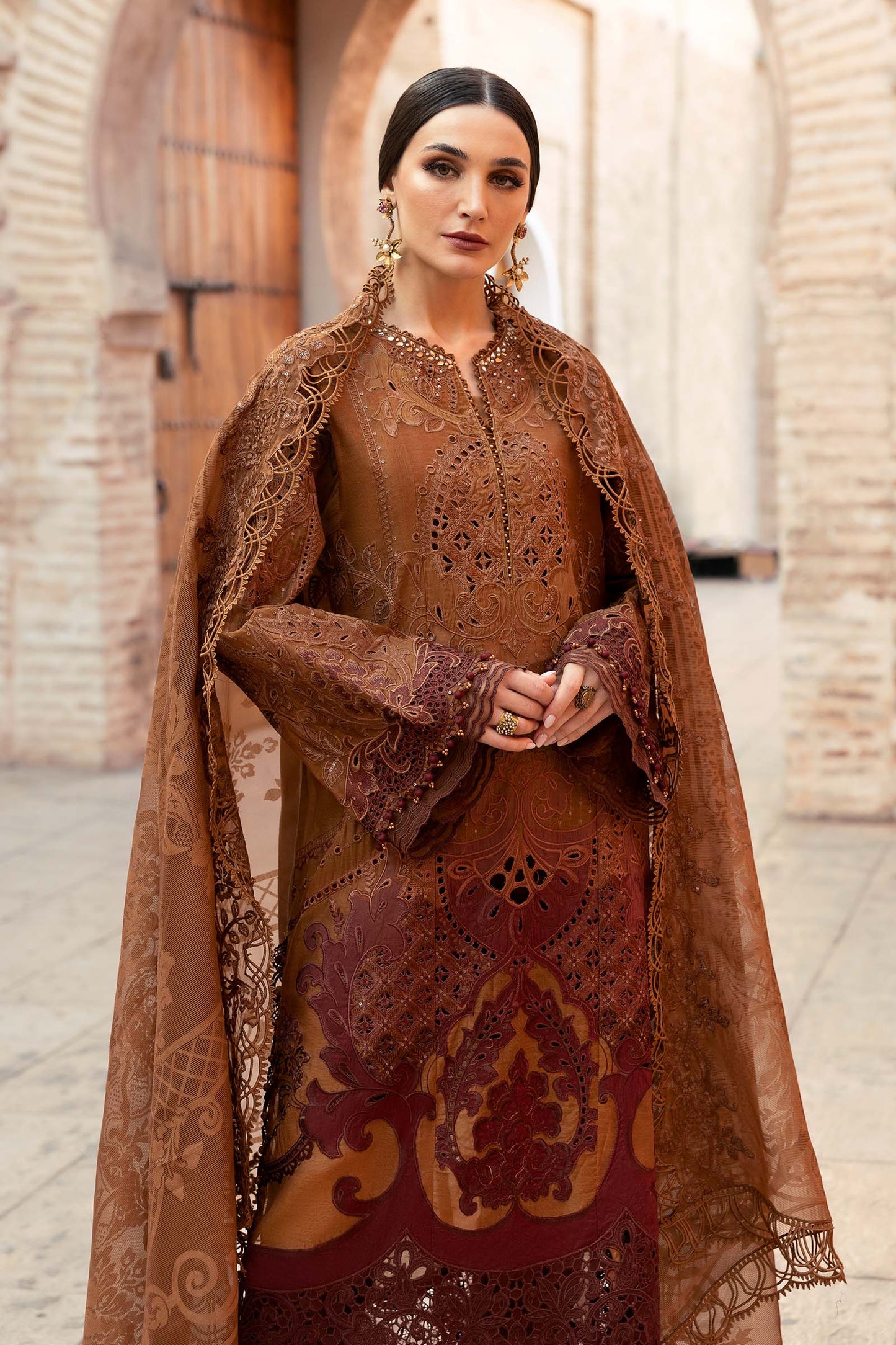 3 Piece Unstitched Embroidered Paper Cotton Suit | D-2501-B | SML