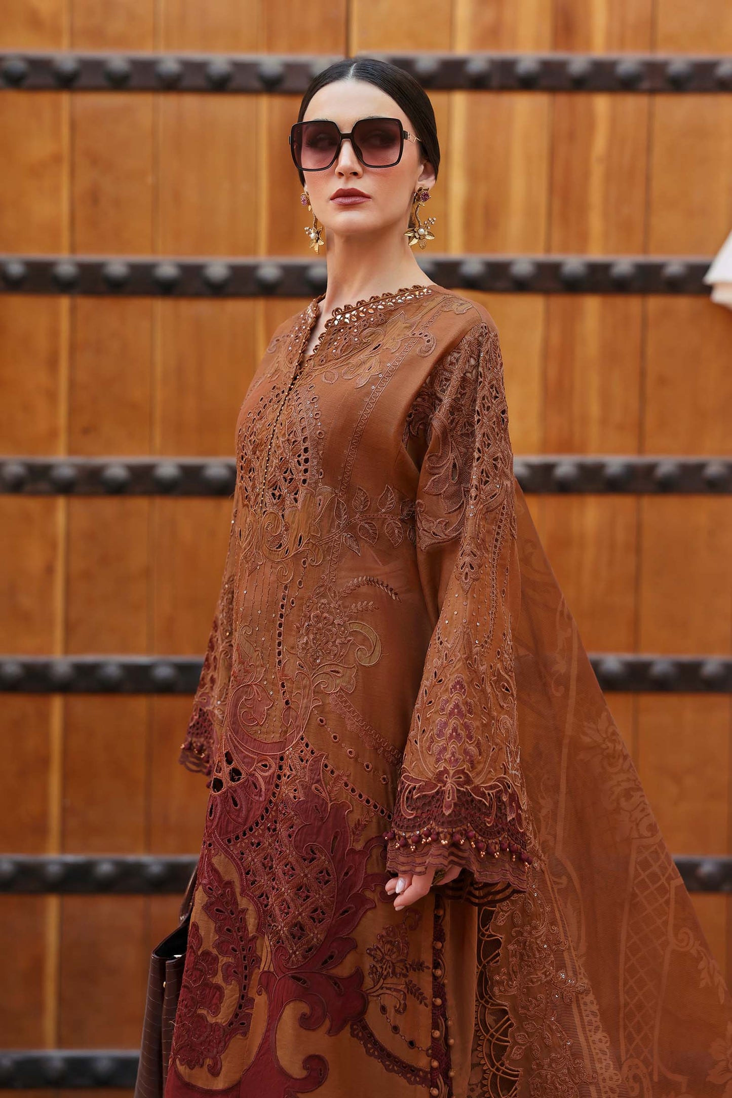 3 Piece Unstitched Embroidered Paper Cotton Suit | D-2501-B | SML
