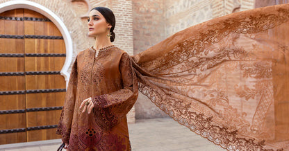 3 Piece Unstitched Embroidered Paper Cotton Suit | D-2501-B | SML