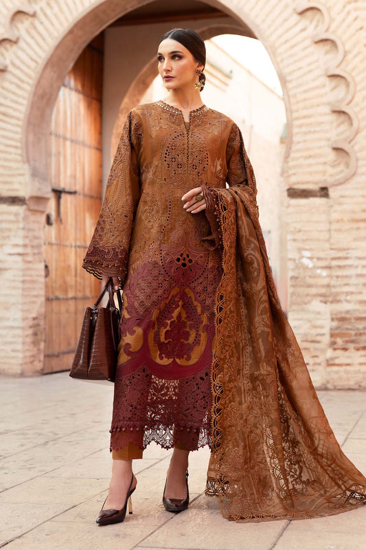 3 Piece Unstitched Embroidered Paper Cotton Suit | D-2501-B | SML
