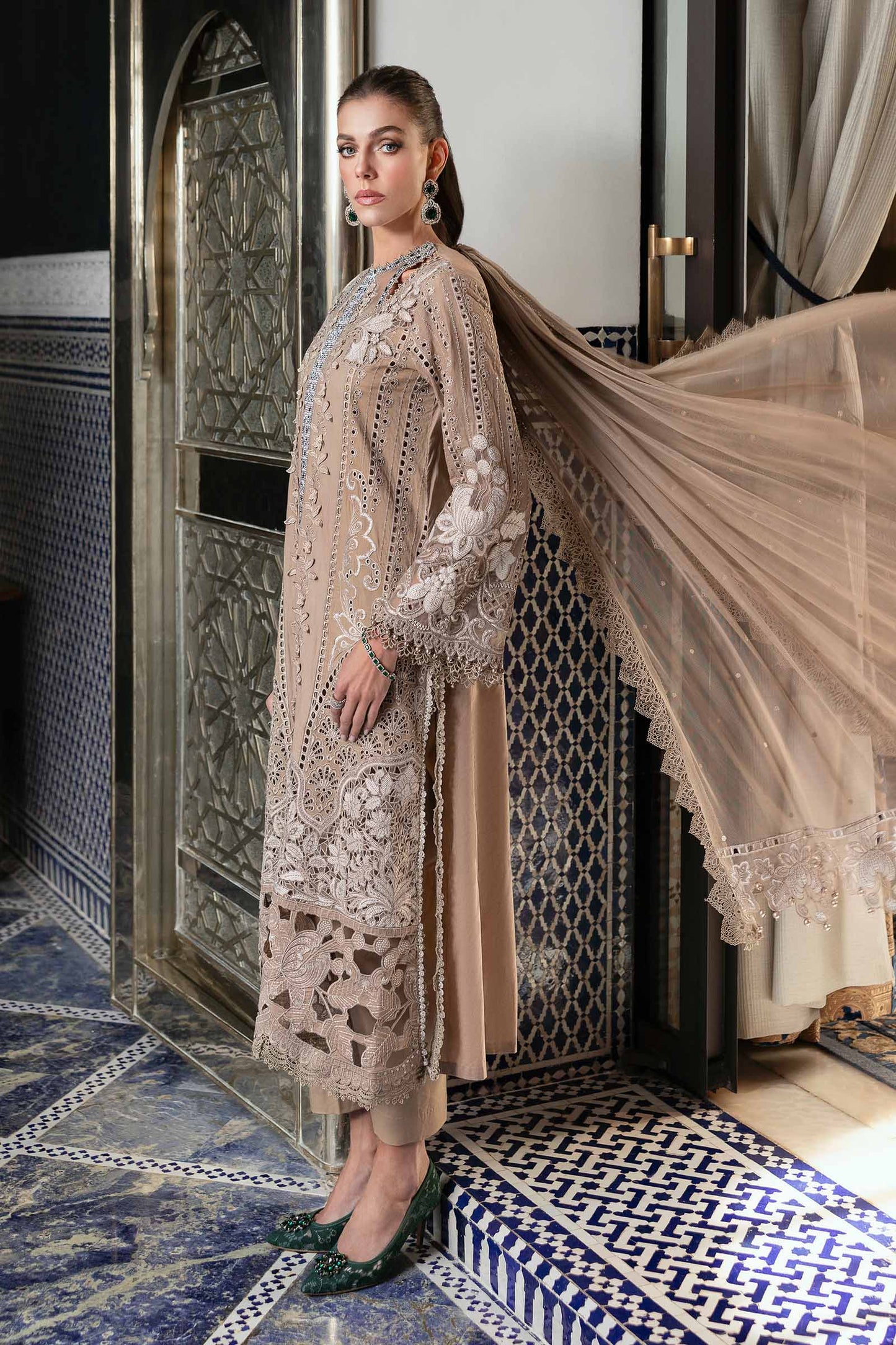 3 Piece Unstitched Embroidered Lawn Suit | D-2502-A | SML