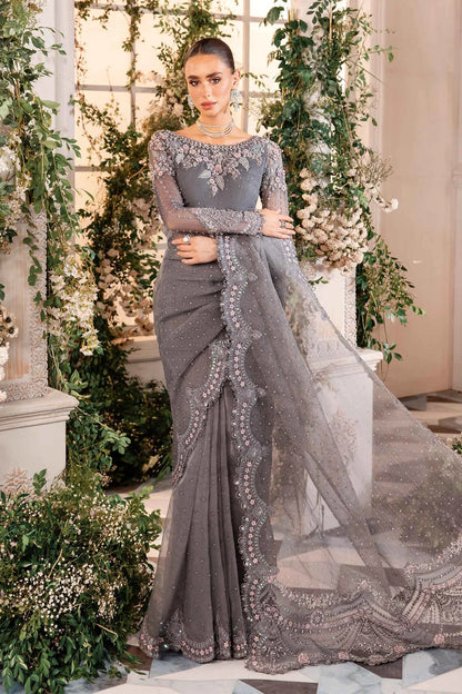3 Piece Unstitched Embroidered Net Saree | BD-2902 - SFC