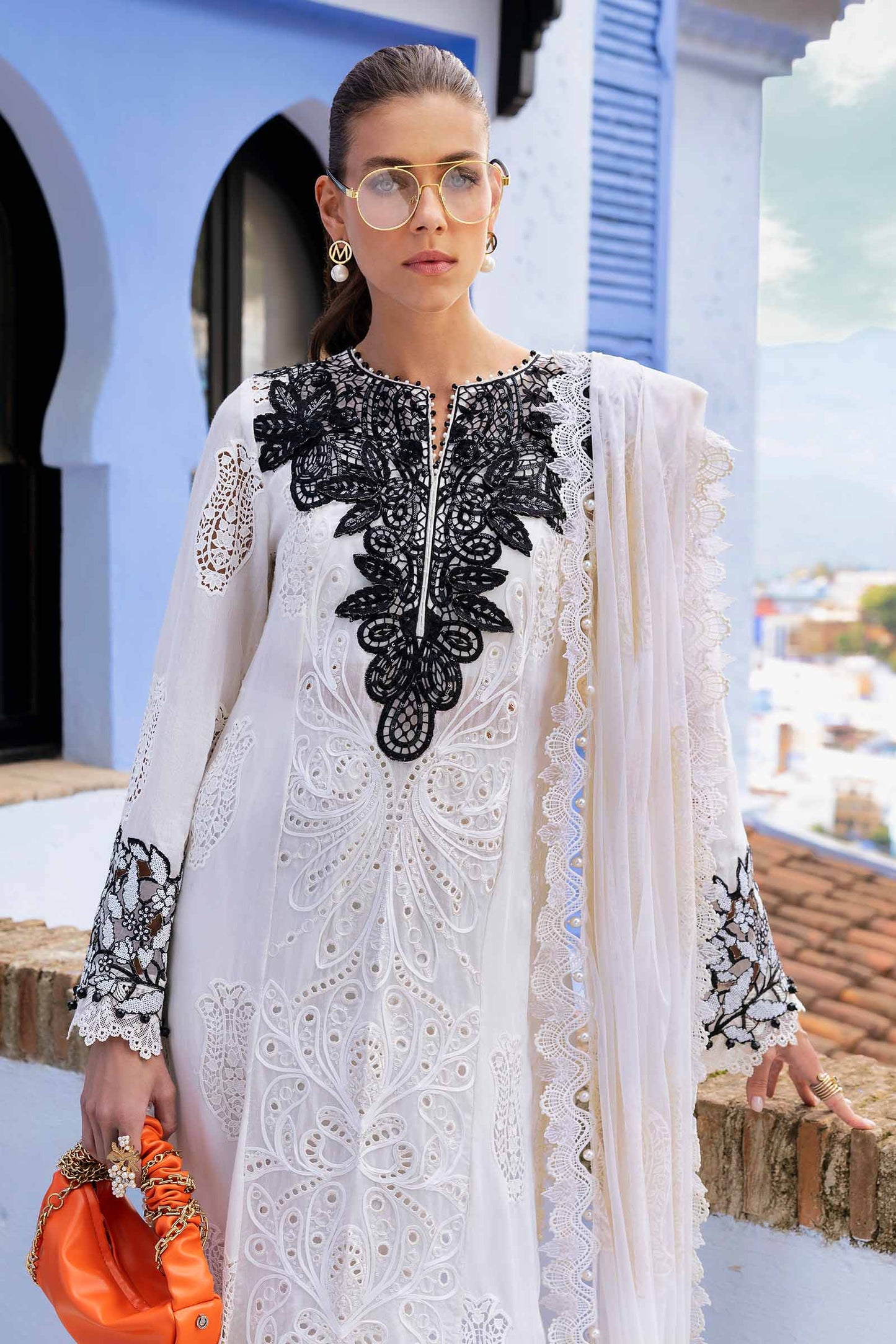 3 Piece Unstitched Embroidered Paper Cotton Suit | D-2505-A | SML
