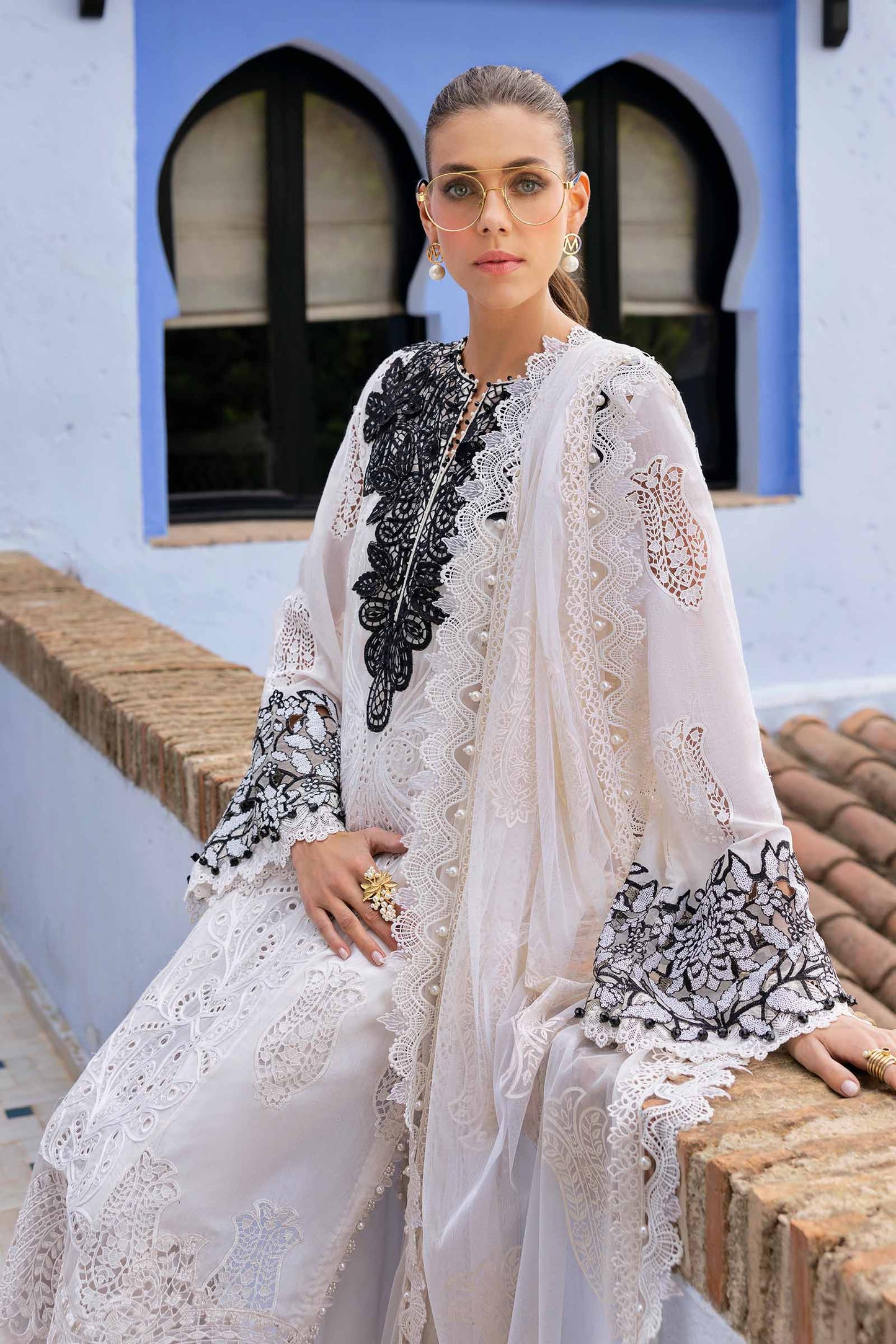 3 Piece Unstitched Embroidered Paper Cotton Suit | D-2505-A | SML