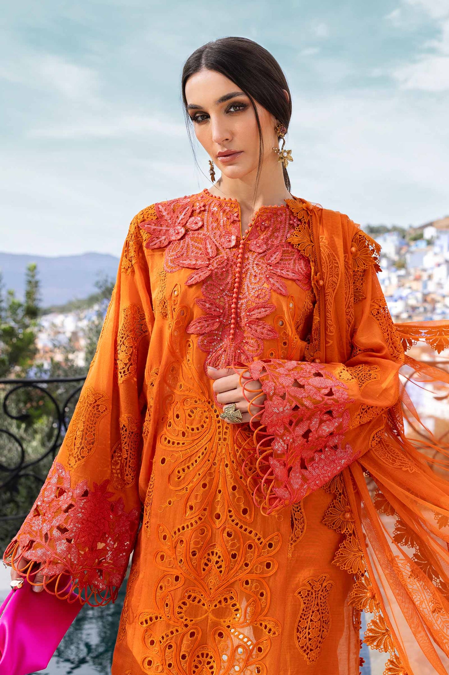 3 Piece Unstitched Embroidered Paper Cotton Suit | D-2505-B | SML