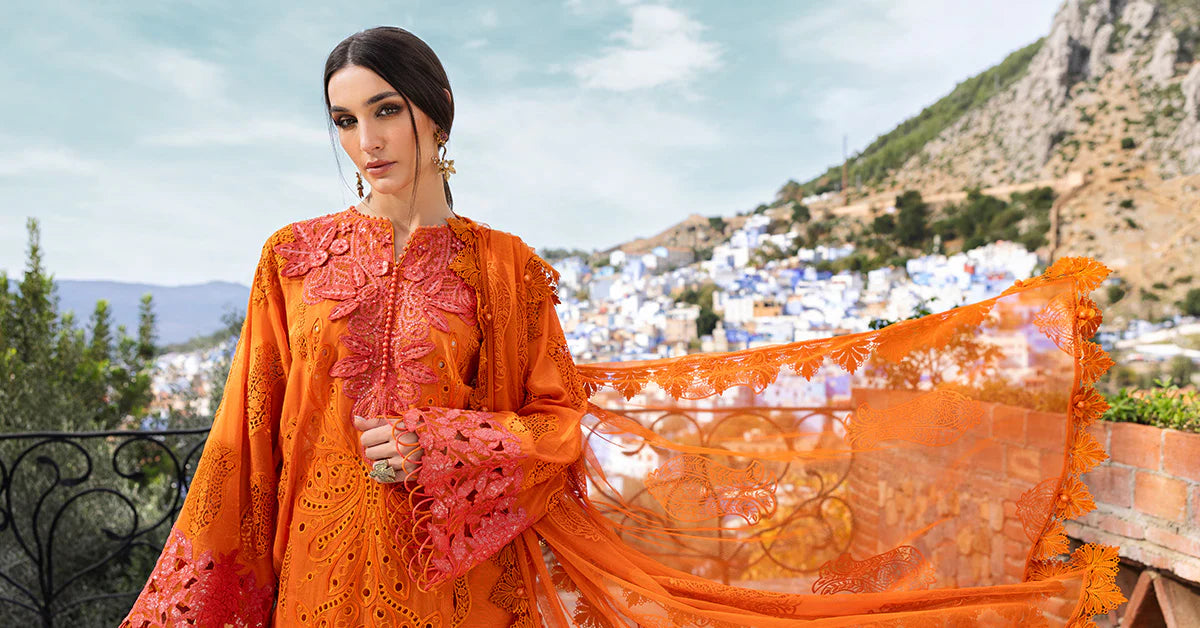 3 Piece Unstitched Embroidered Paper Cotton Suit | D-2505-B | SML