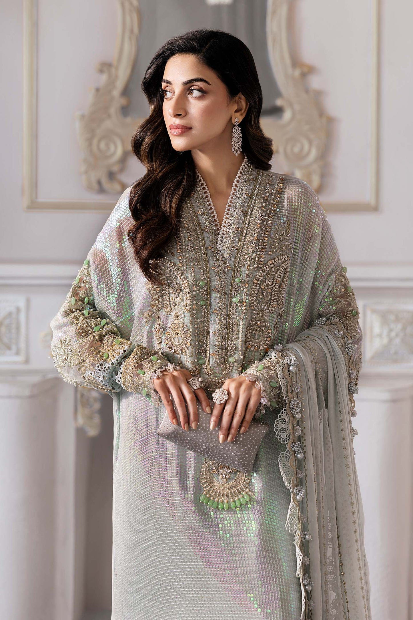 Maria.B 3 Piece Unstitched Embroidered Chiffon Suit | BD-3005 | SLC