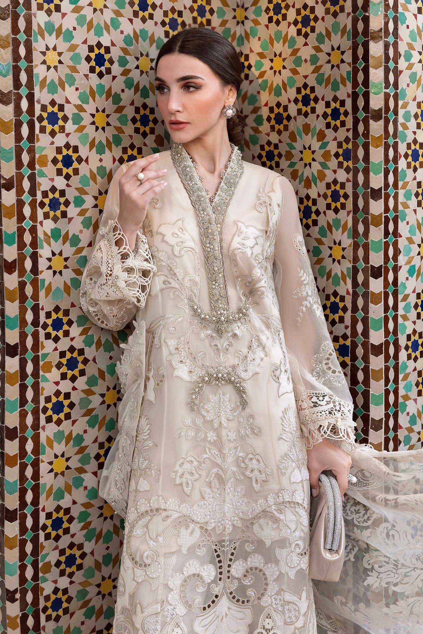 3 Piece Unstitched Embroidered Organza Suit | D-2506-A | SML