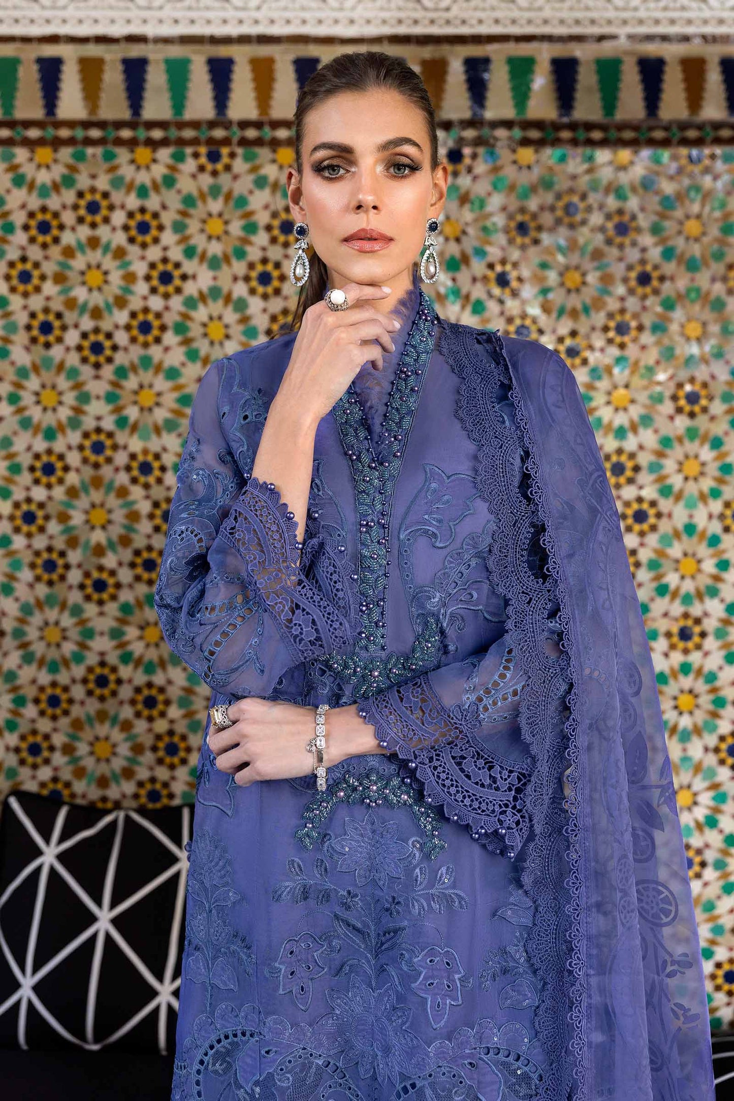 3 Piece Unstitched Embroidered Organza Suit | D-2506-B | SML