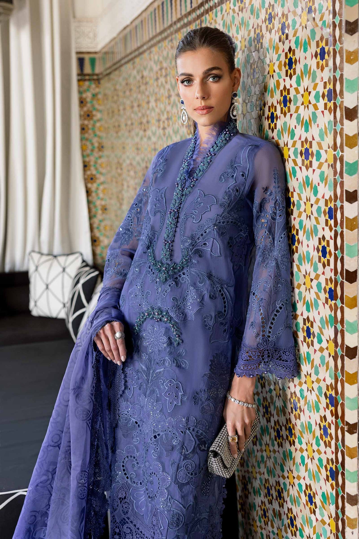 3 Piece Unstitched Embroidered Organza Suit | D-2506-B | SML