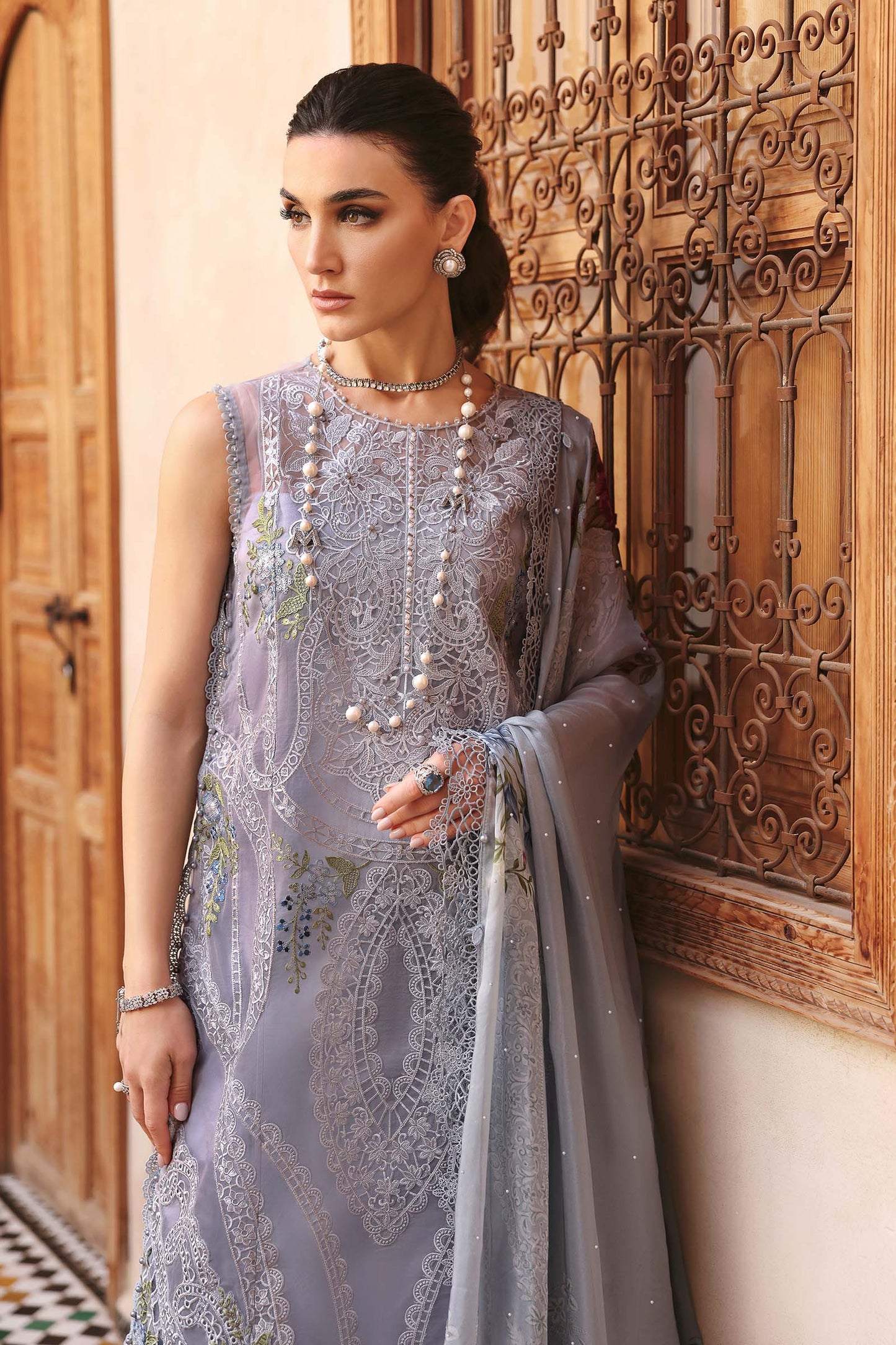 3 Piece Unstitched Embroidered Organza Suit | D-2509-B | SML