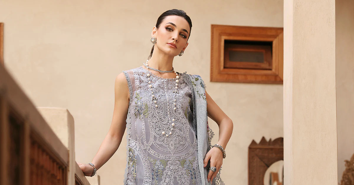 3 Piece Unstitched Embroidered Organza Suit | D-2509-B | SML