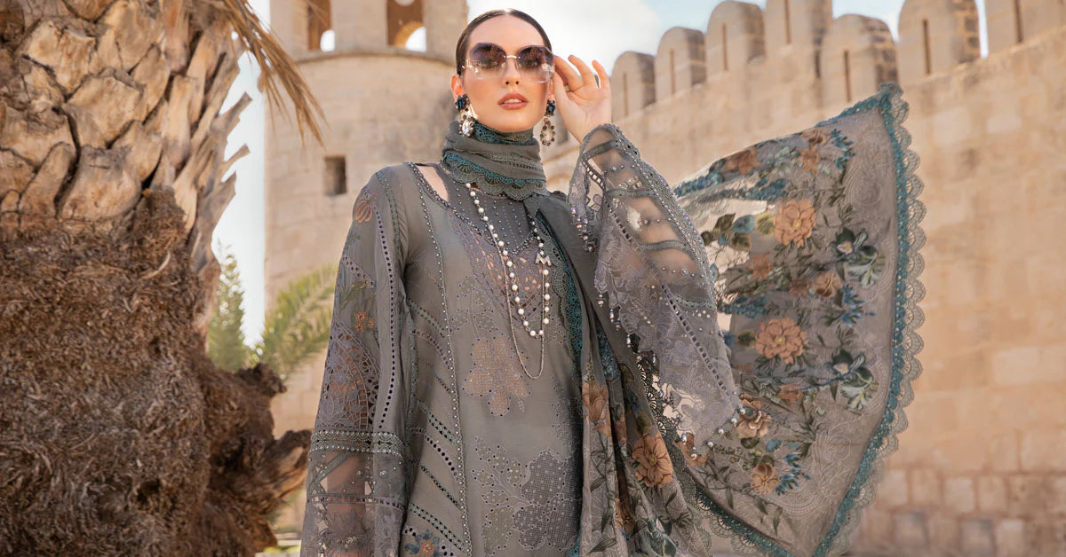 Maria B 3 Piece Unstitched Embroidered Lawn Suit | D-2407-B | SBC