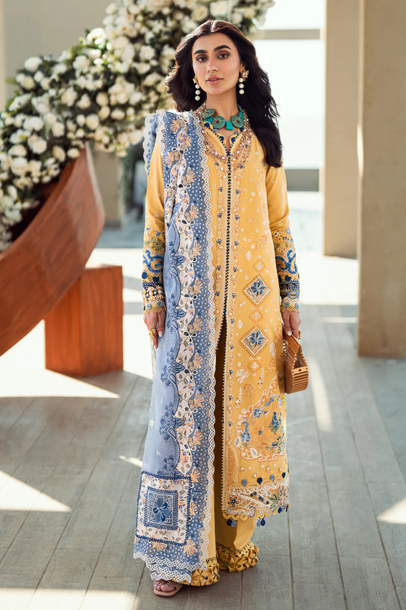 Qalamkar 3 Piece Embroidered Unstitched Lawn Suit - FK-06 NATALIE | SML