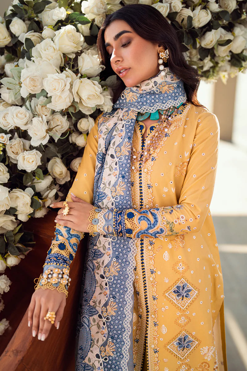 Qalamkar 3 Piece Embroidered Unstitched Lawn Suit - FK-06 NATALIE | SML
