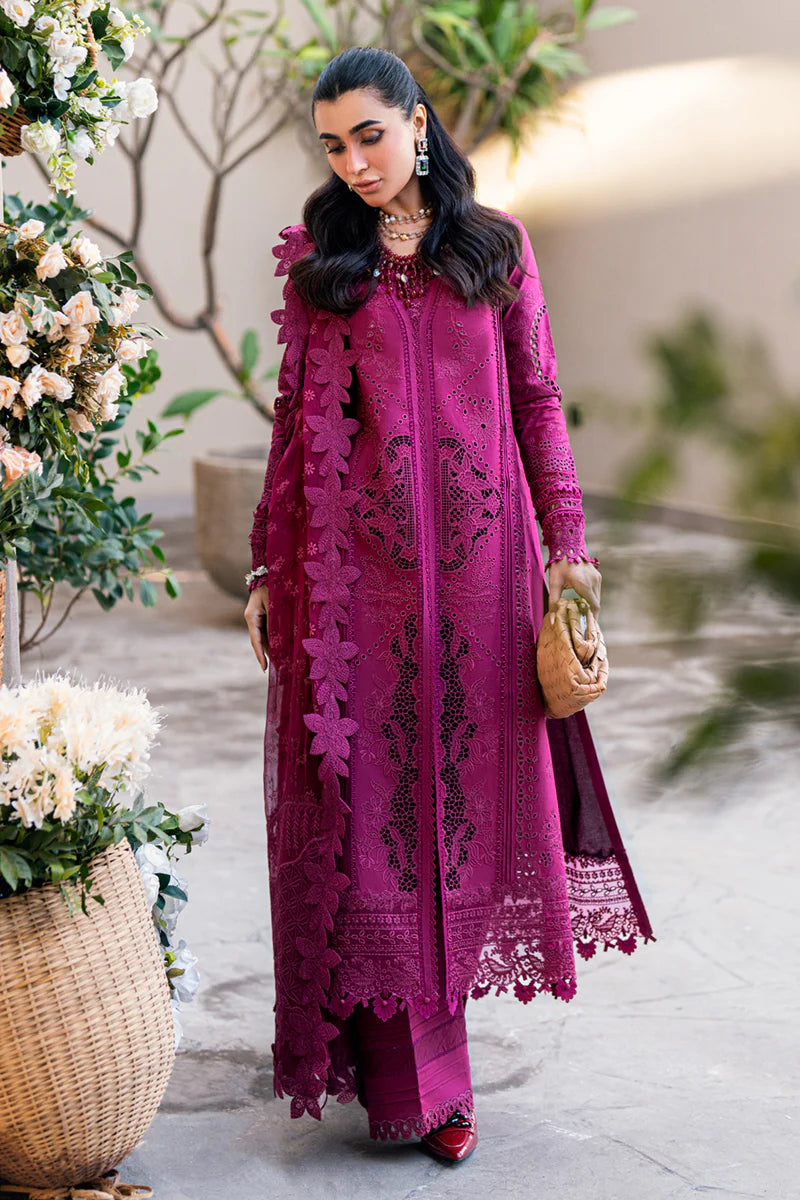 Qalamkar 3 Piece Embroidered Unstitched Lawn Suit - FK-11 VIOLET | SML