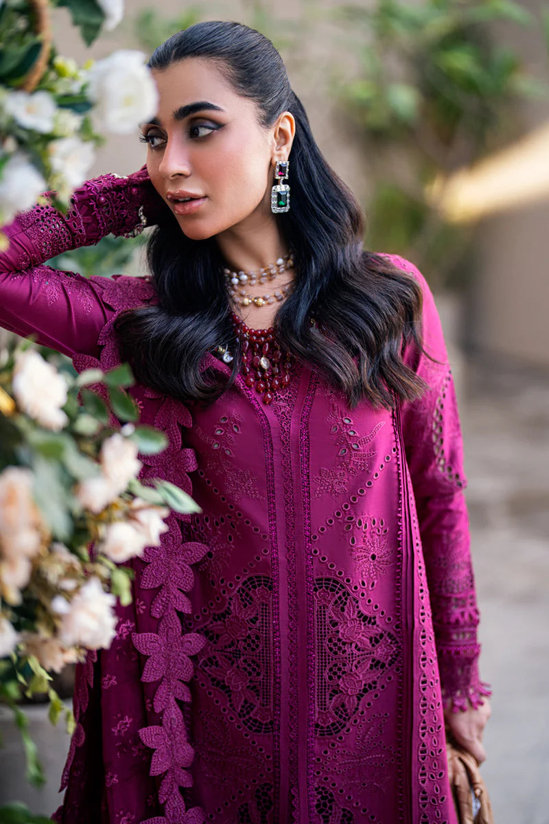 Qalamkar 3 Piece Embroidered Unstitched Lawn Suit - FK-11 VIOLET | SML