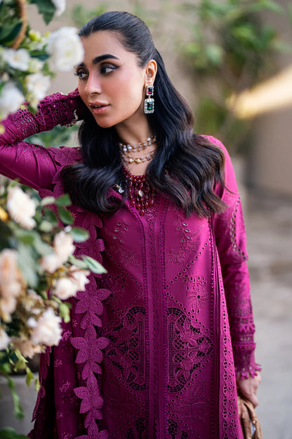 Qalamkar 3 Piece Embroidered Unstitched Lawn Suit - FK-11 VIOLET | SML