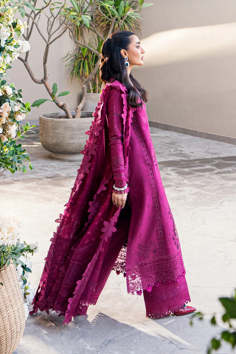 Qalamkar 3 Piece Embroidered Unstitched Lawn Suit - FK-11 VIOLET | SML