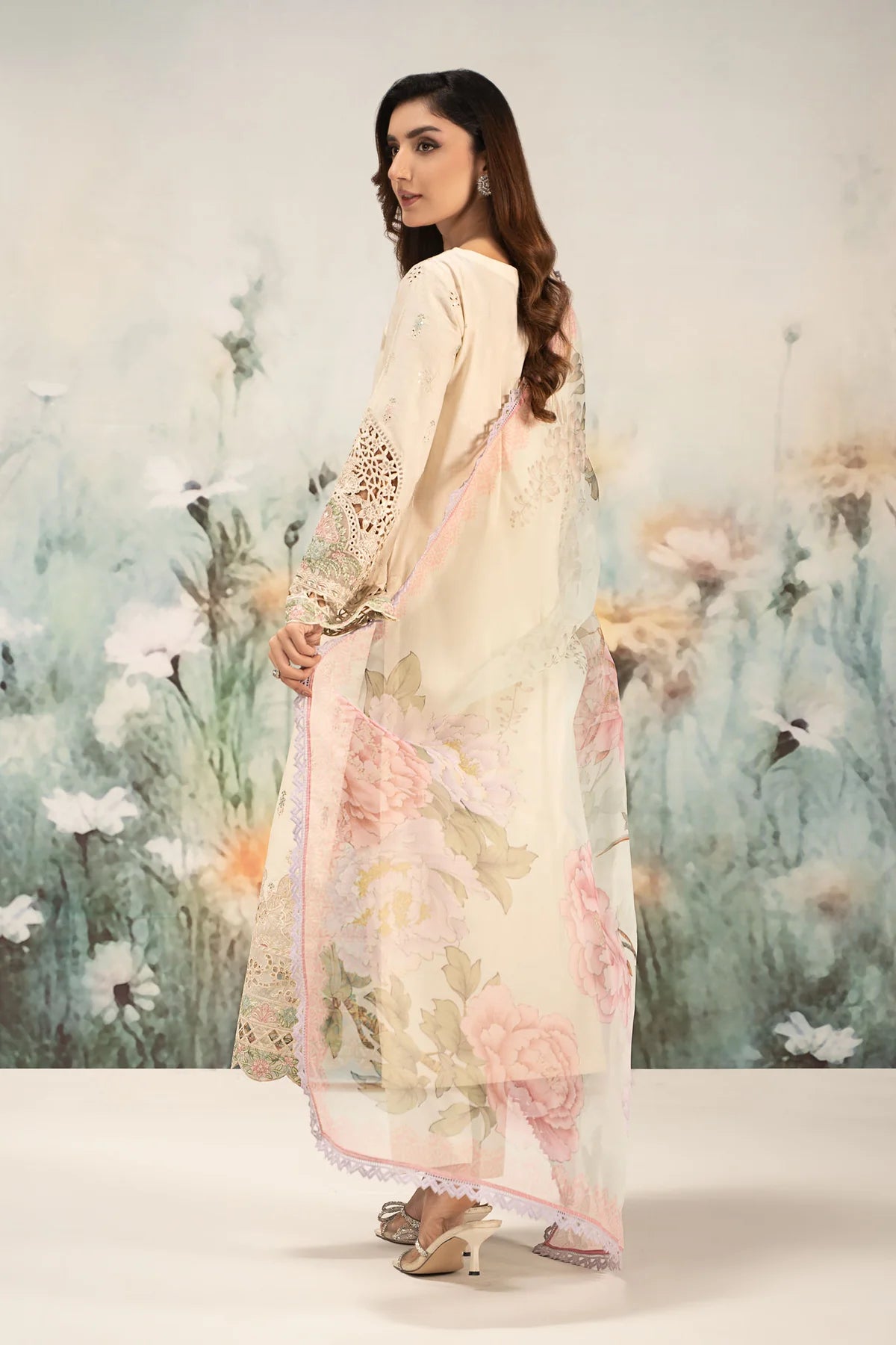 3 Piece Embroidered Self Jacquard Lawn Suit | DW-EF25-47 | SML