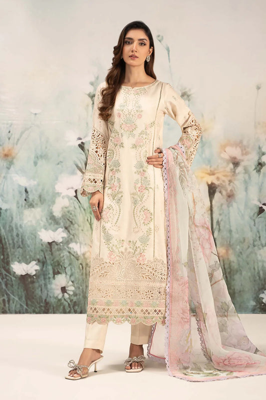 3 Piece Embroidered Self Jacquard Lawn Suit | DW-EF25-47 | SML