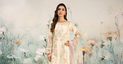 3 Piece Embroidered Self Jacquard Lawn Suit | DW-EF25-47 | SML