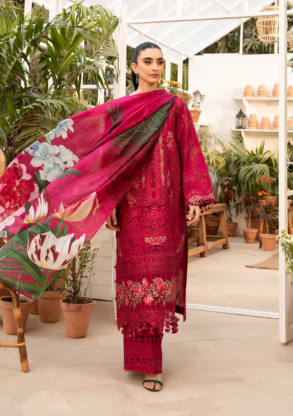 Elaf 3 Piece Unstitched Luxury Lawn Suit - ELM-10 GULNAR | SML