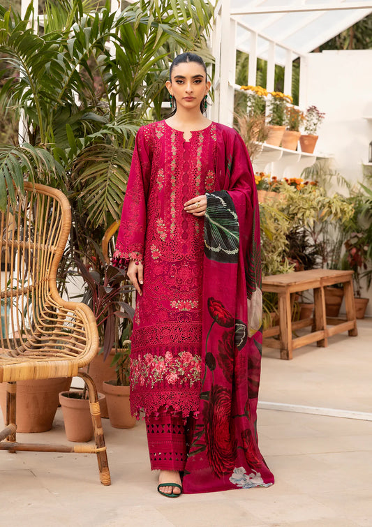 Elaf 3 Piece Unstitched Luxury Lawn Suit - ELM-10 GULNAR | SML