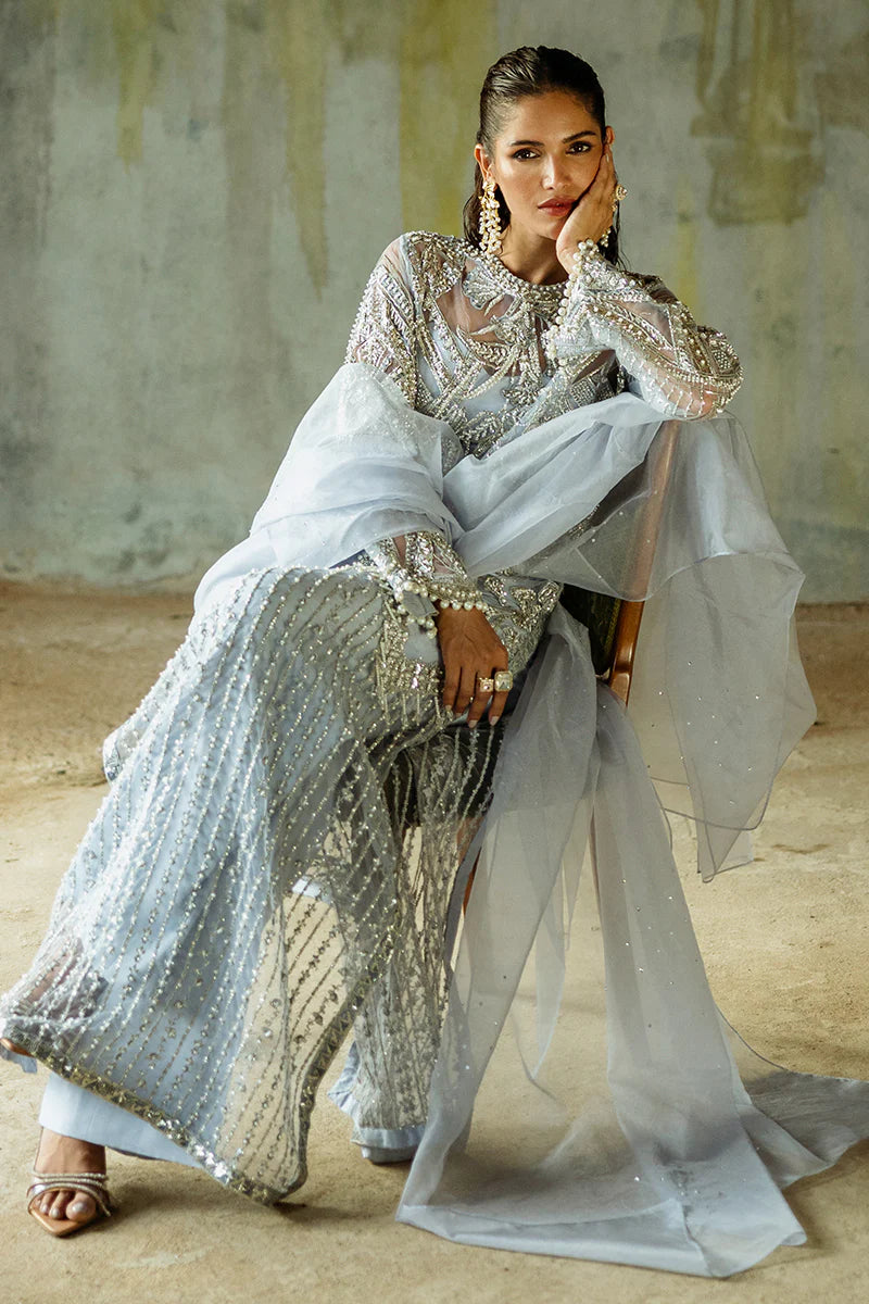Mushq Unstitched Embellished Organza Suit | Pivoine | SLC