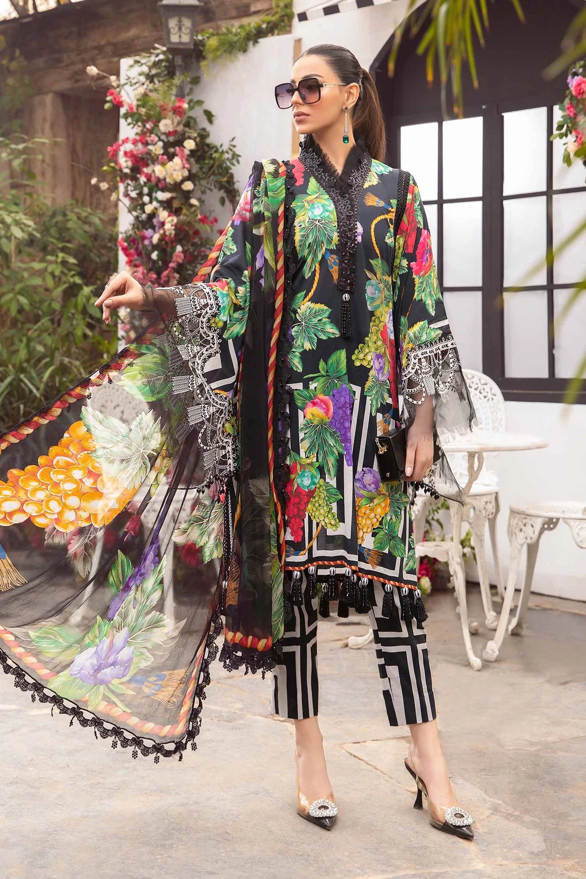 3 Piece Unstitched suit| MPT-2108-B