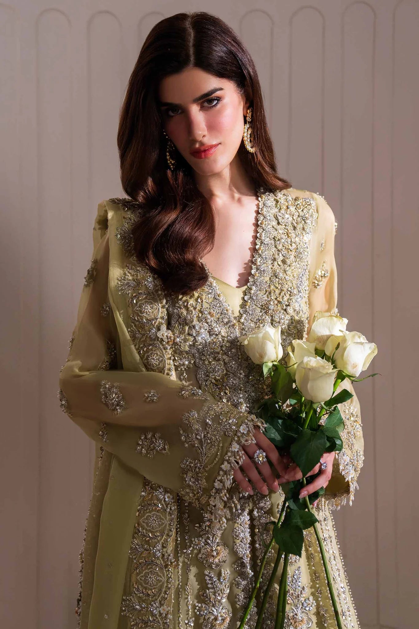 Elan Unstitched Embellished Organza Suit | Leonore | SLC