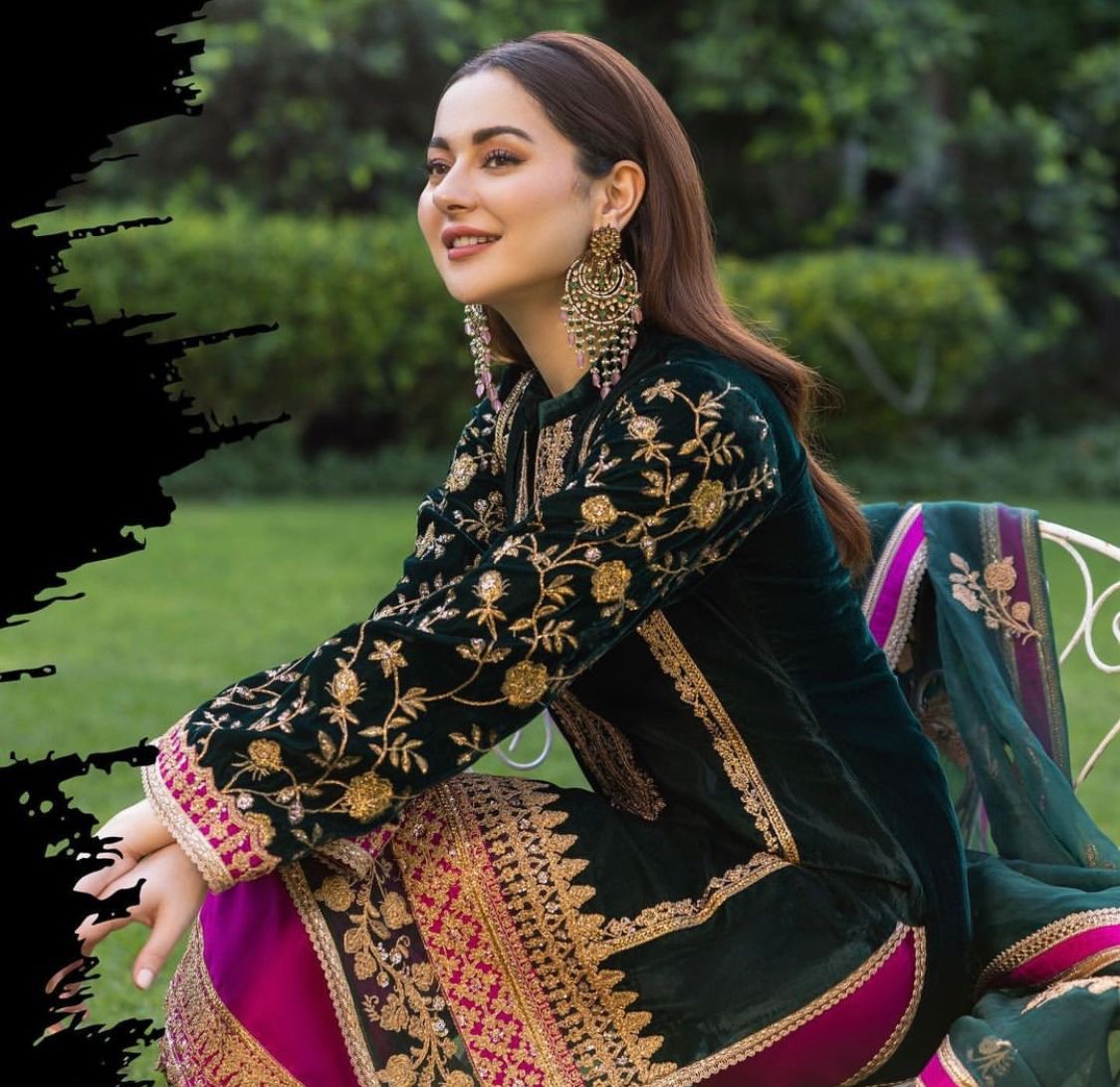 Zainab Chottani 3 Piece Unstitched Heavy Embroidered Velvet Suit - SFC