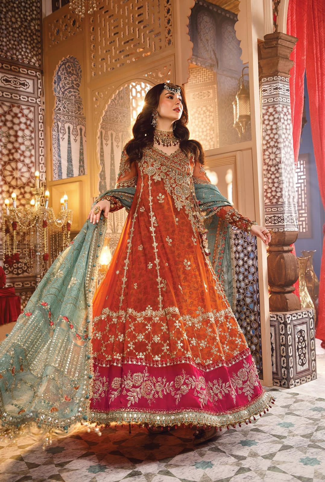 MARIA.B. Orange frock unstitched Mbroidered BD-2506 - SFC