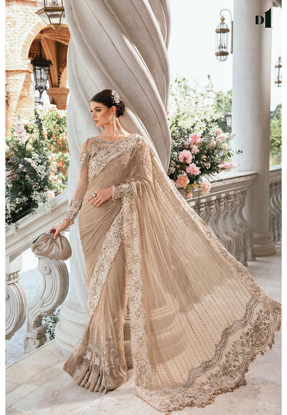 3 Piece Unstitched Embroidered Net Saree | BD-2801 - SFC