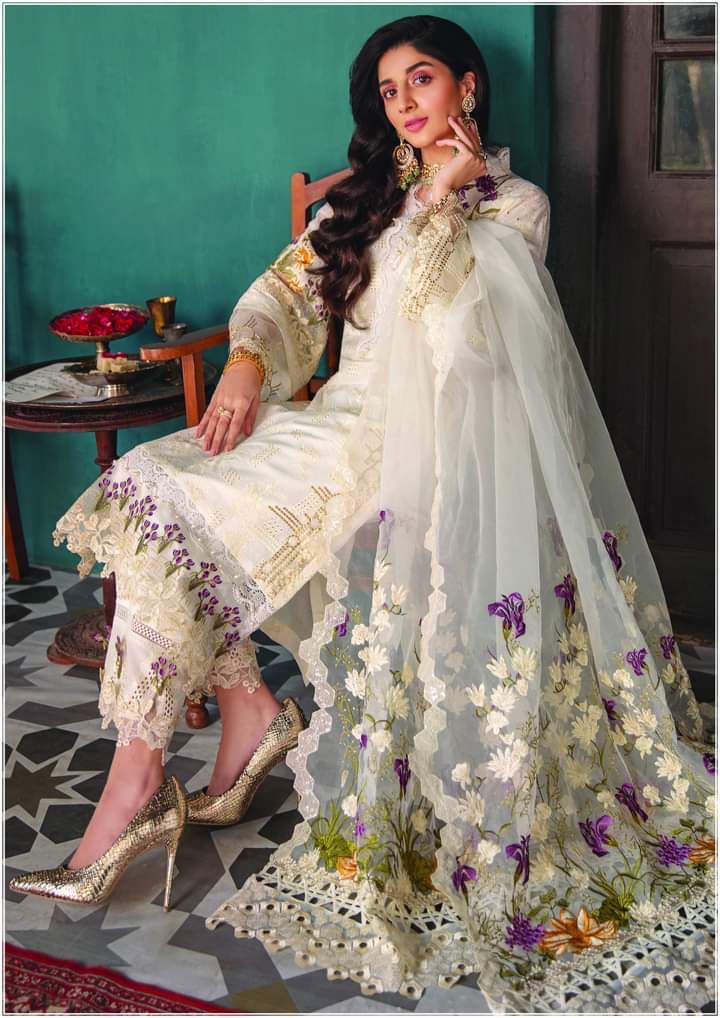 Elaf 3 Piece Unstitched Luxury Lawn Suit - EFC 06A Crystal | SML