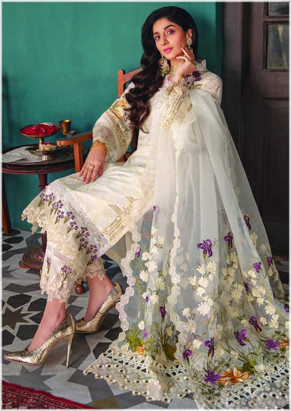 Elaf 3 Piece Unstitched Luxury Lawn Suit - EFC 06A Crystal | SML