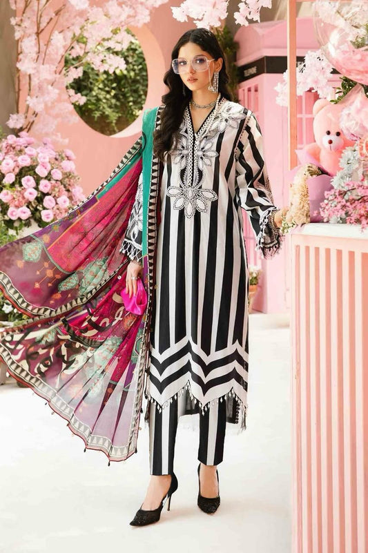 3 Piece Unstitched Embroidered Lawn Suit | MPT-2609-B