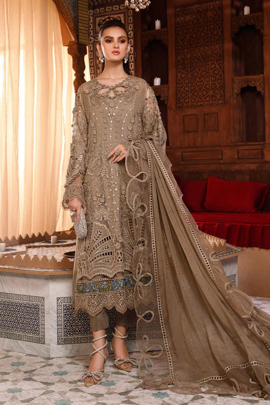 MARIA.B.Unstitched EMBROIDERED - Coffee (BD-2501) - SFC