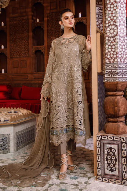MARIA.B.Unstitched EMBROIDERED - Coffee (BD-2501) - SFC