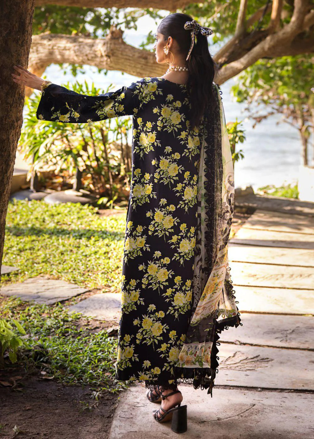Elaf 3 Piece Unstitched Luxury Lawn Suit - Eclipsed Dream - ESL 06 A | SBC