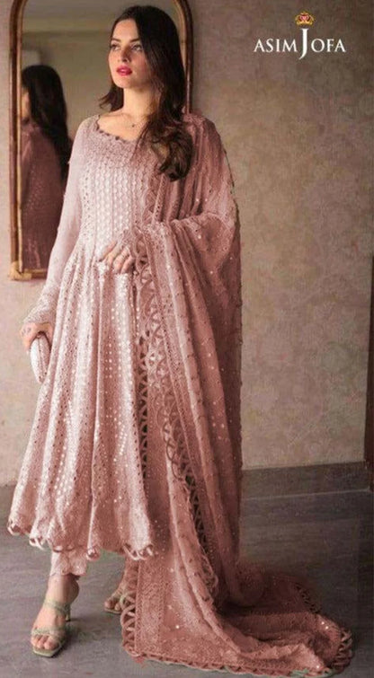 Asim Jofa Pink Chiffon Bridal Collection - SFC