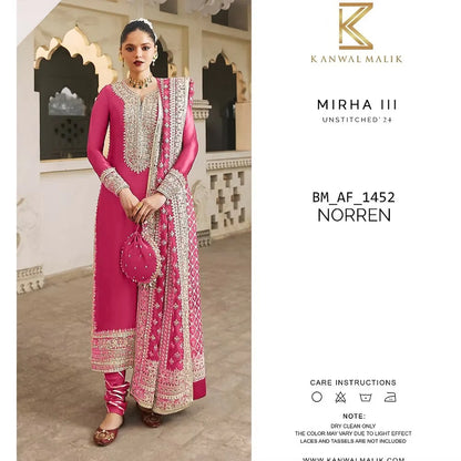 Kanwal Malik Unstitched Suit | Noreen Pink | SLC