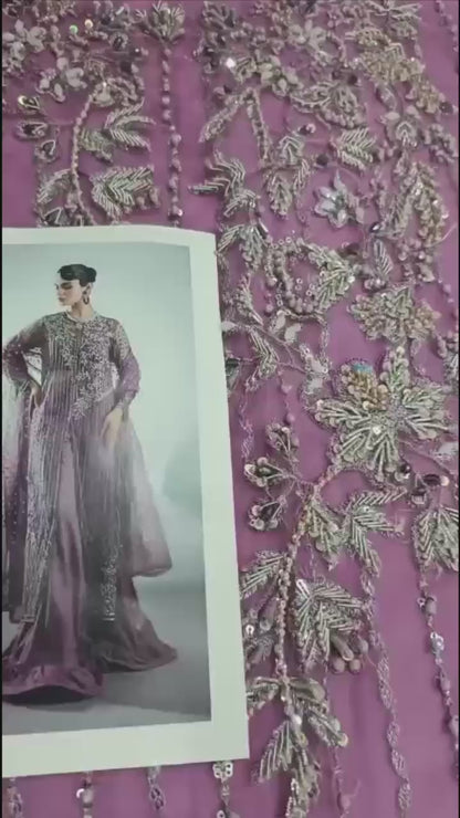 Zainab Chottani Unstitched Embellished Suit | Mauve Dreams | SLC