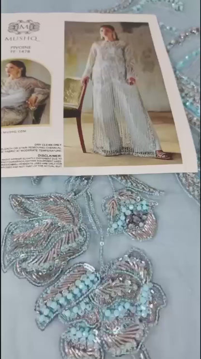 Mushq Unstitched Embellished Organza Suit | Pivoine | SLC