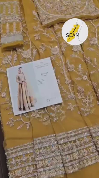 Hussain Rehar Unstitched Organza Embellished Frock | Aether | SLC